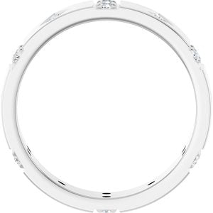 14K White Gold Set Round 2 Mm 5 Mm Si2-Si3, G-H Polished 1/2 Ctw Natural Diamond Mens Accented Band Size 10