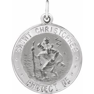 Sterling Silver 18 Mm Polished St. Christopher/Us Navy Medal
