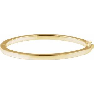 14K Yellow Gold 4 Mm 7 In Polished Square Tube Hinged Bangle Bracelet