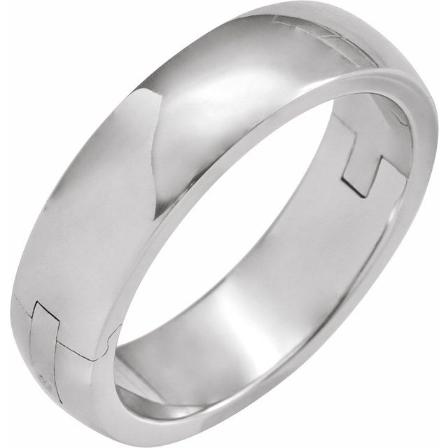 14K White Gold 6 Mm 2.25 Mm Polished Cliq Hinged Adjustable Standard-Fit Band, Size 7