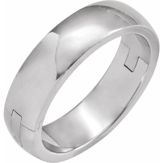 14K White Gold 6 Mm 2.25 Mm Polished Cliq Hinged Adjustable Standard-Fit Band, Size 7
