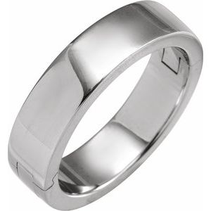 14K White Gold 6 Mm 2.25 Mm Polished Cliq Adjustable Flat Band Size 10