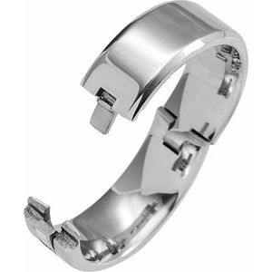 14K White Gold 8 Mm 2.25 Mm Polished Cliq Adjustable Beveled Edge Comfort-Fit Band Size 10