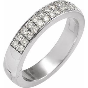 14K White Gold 1/5 CTW Natural Diamond CLIQ? Hinged Adjustable Anniversary Band Size 7