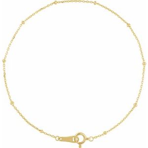 10K Yellow Gold Satellite Bead Cable Chain, Length: 7 In, Width: 1.7 Mm