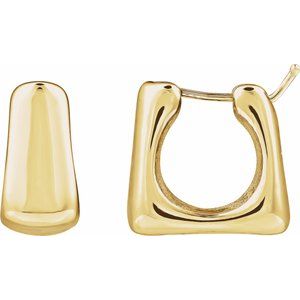 14K Yellow Gold 16.7 X 18.5 Mm Pair Hinged Polished Electroform Hoop Earrings