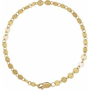 14K Yellow Gold-Filled Lobster Clasp Round Mirror Chain, Length: 7 In, Width: 4 Mm