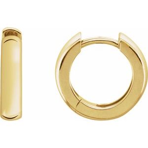14K Yellow Gold Pair Hinged Earrings, Length: 14 Mm, Thickness: 3.15 Mm