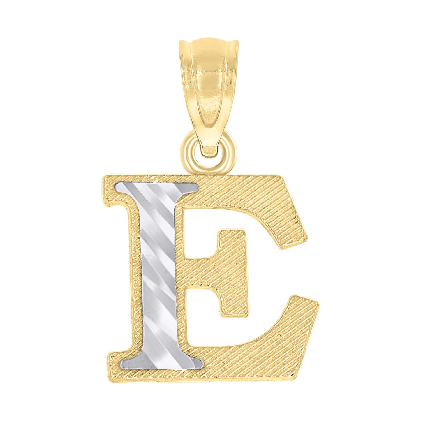 10K Two-Tone Gold Unisex Diamond-Cut Initial Charm Pendant