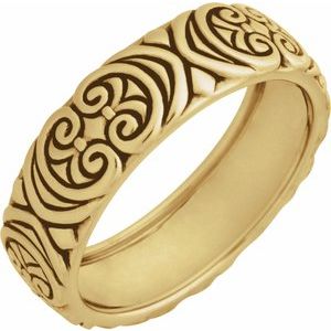14K Yellow Gold Polished 6.9 Mm Polished Sculptural Band Size 10