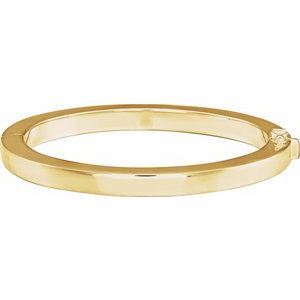 14K Yellow Gold 6 Mm 7 In Polished Square Tube Hinged Bangle Bracelet