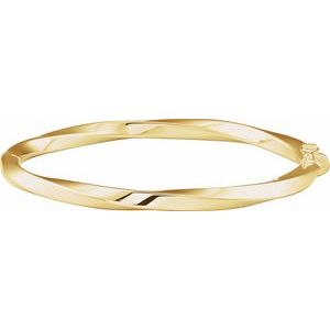 14K Yellow Gold 4 Mm 7 In Polished Twisted Hinged Bangle Bracelet