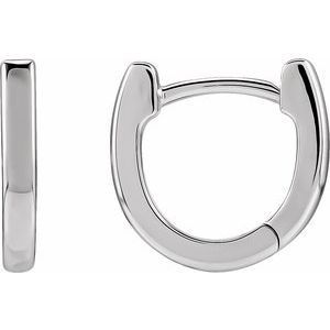 Sterling Silver Pair Hinged Hoop Earrings, Length: 14.5 Mm, Thickness: 2 Mm