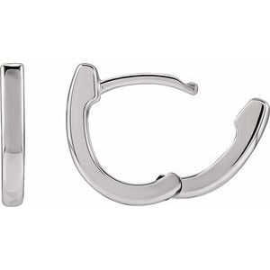 Sterling Silver Pair Hinged Hoop Earrings, Length: 14.5 Mm, Thickness: 2 Mm