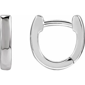 Sterling Silver Pair Hinged Hoop Earrings, Length: 10 Mm, Thickness: 2 Mm