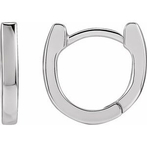 Sterling Silver Pair Hinged Hoop Earrings, Length: 12.5 Mm, Thickness: 2 Mm