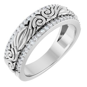 14K White Gold Round 1.2 Mm G-H Si 3/8 Ctw Natural Diamond Band Size 10