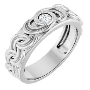 14K White Gold Round 3.3 Mm G-H Si 1/8 Ct Natural Diamond Band Size 10