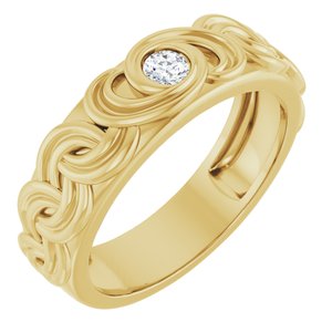 14K Yellow Gold Round 3.3 Mm F+ Vs 1/8 Ct Lab-Grown Diamond Band Size 10