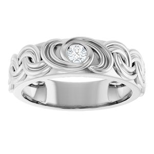 14K White Gold Round 3.3 Mm G-H Si 1/8 Ct Natural Diamond Band Size 10