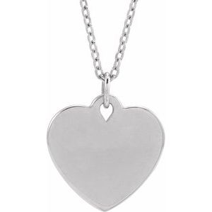 14K White Gold 15.5 X 12.9 Mm 16-18 In Polished Engravable Floral Heart Necklace