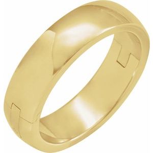 14K Yellow Gold 6 Mm 2.25 Mm Polished Cliq Adjustable Wedding Band Size 6