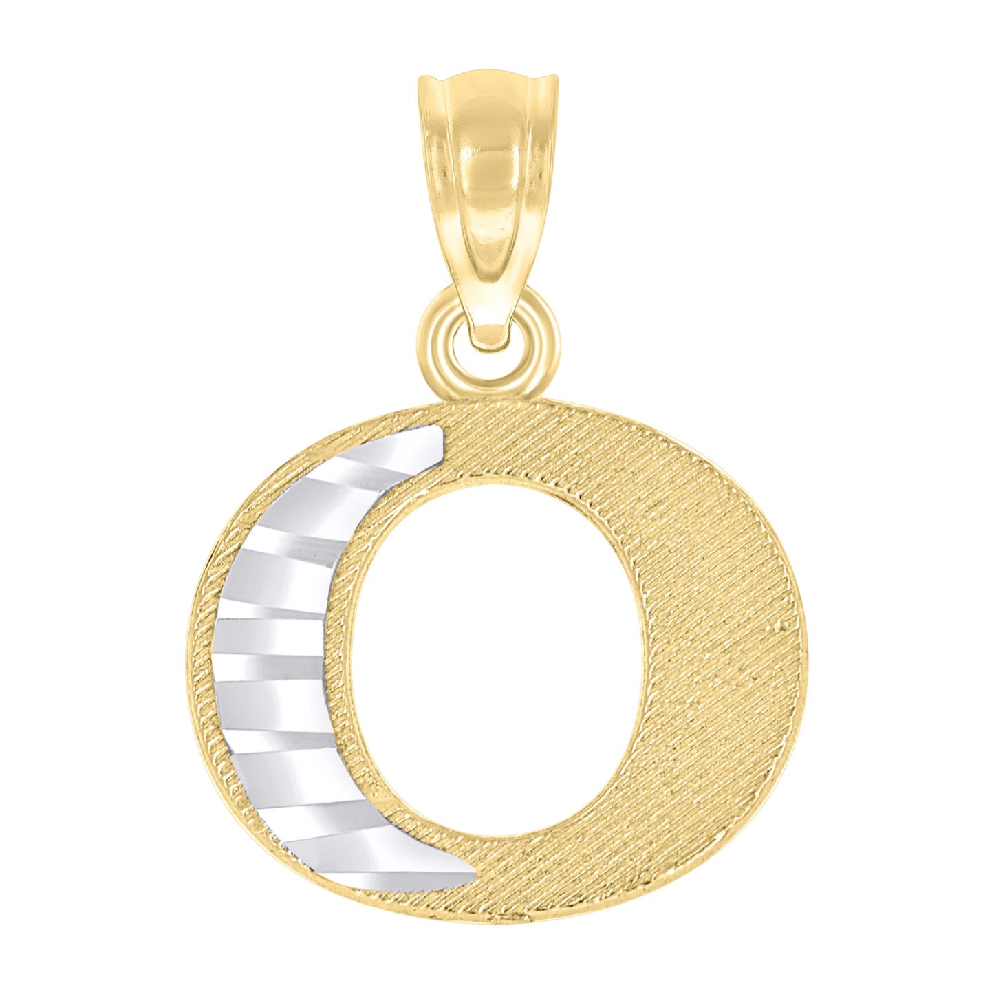 10K Two-Tone Gold Unisex Diamond-Cut Initial Charm Pendant