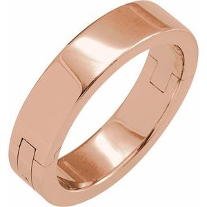 14K Yellow Or White Or Rose Gold CLIQ Hinged Adjustable Flat Band