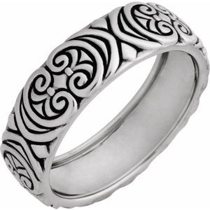 14K White Gold Polished 6.9 Mm Polished Sculptural Band Size 7