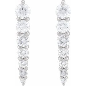 14K White Gold 7-Stone 2.75Mm I1, G-H Pair Polished 1/3 Ctw Natural Diamond Graduated Drop Earrings