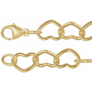 14K Yellow Gold-Filled Lobster Clasp Heart Chain, Length: 16 In, Width: 9 Mm