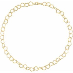 14K Yellow Gold-Filled Lobster Clasp Heart Chain, Length: 16 In, Width: 9 Mm