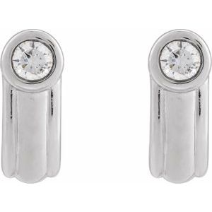 14K White Gold 10.4 X 4.2 Mm 4.2 Mm Round 3Mm Pair Friction Backs Included Polished 1/5 Ctw Lab-Grown Diamond Solitaire J Hoop Earrings