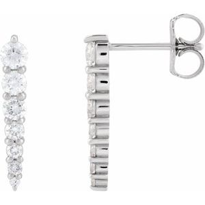 14K White Gold 7-Stone 2.75Mm I1, G-H Pair Polished 1/3 Ctw Natural Diamond Graduated Drop Earrings