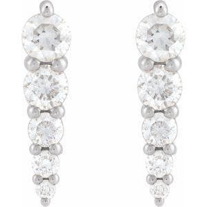 14K White Gold 5-Stone 2.75Mm I1, G-H Pair Polished 1/2 Ctw Natural Diamond Graduated Drop Earrings