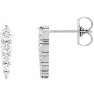 14K White Gold 5-Stone 2.75Mm I1, G-H Pair Polished 1/2 Ctw Natural Diamond Graduated Drop Earrings