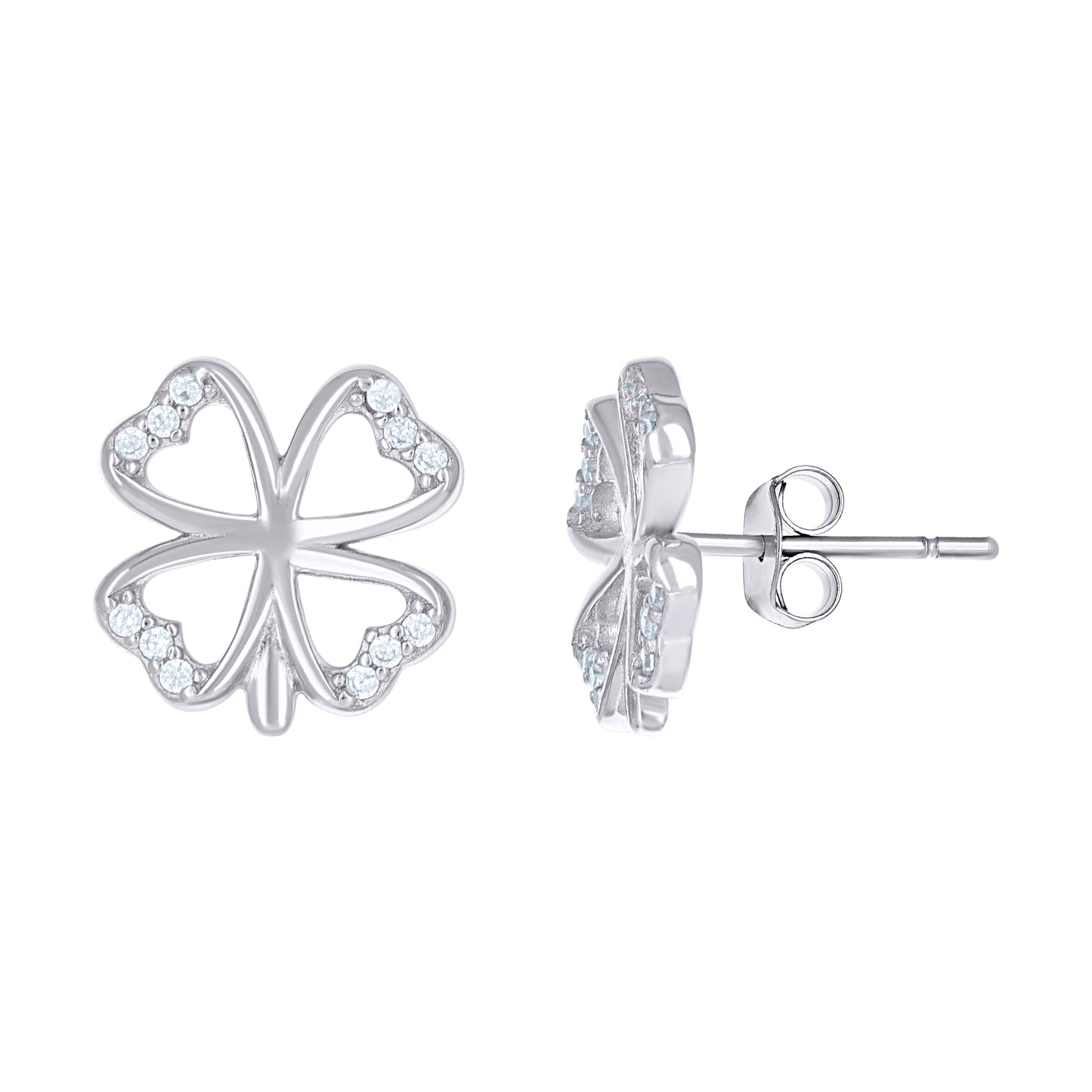 Sterling Silver Or Yellow-Tone Womens Cubic-Zirconia Flower Stud Earrings