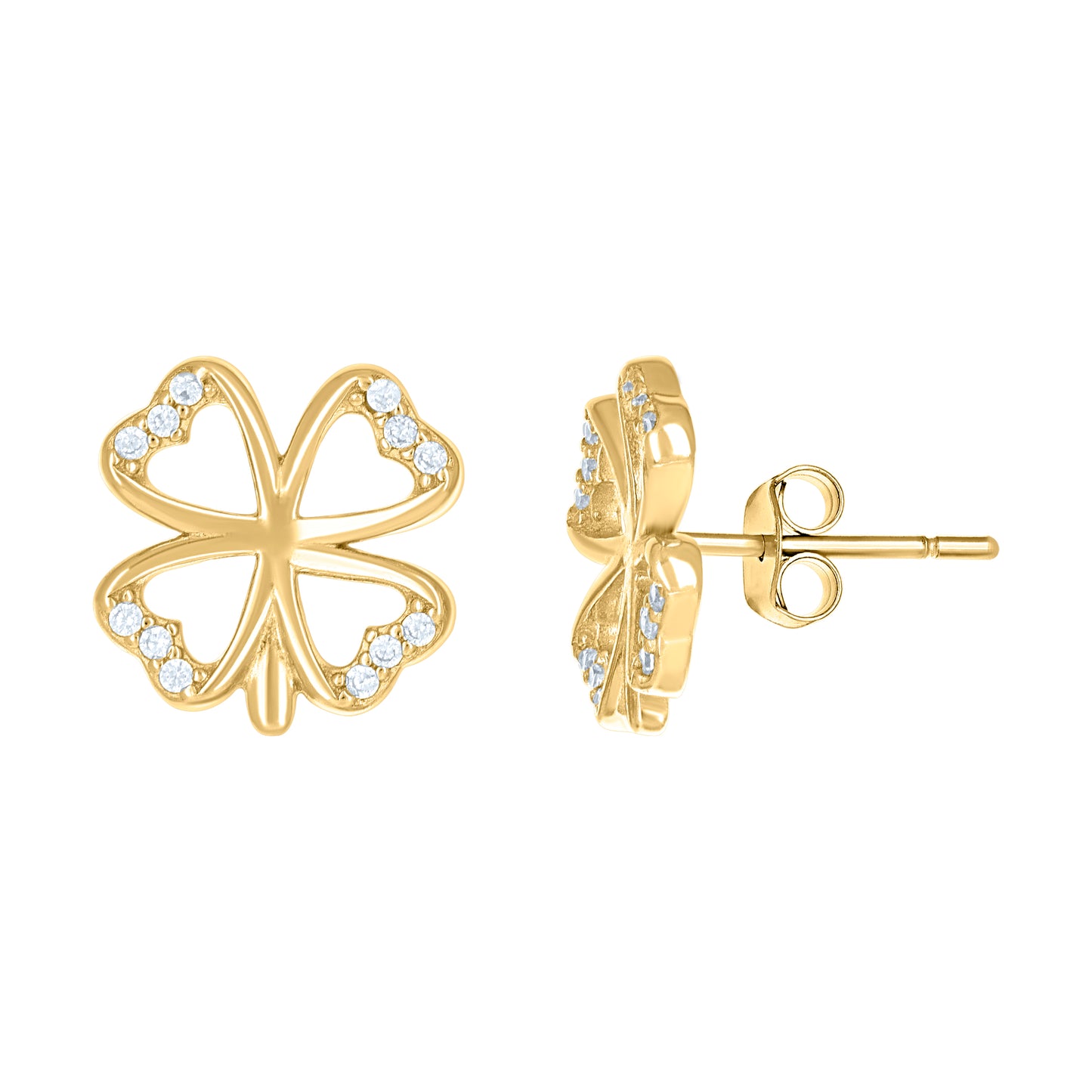 Sterling Silver Or Yellow-Tone Womens Cubic-Zirconia Flower Stud Earrings