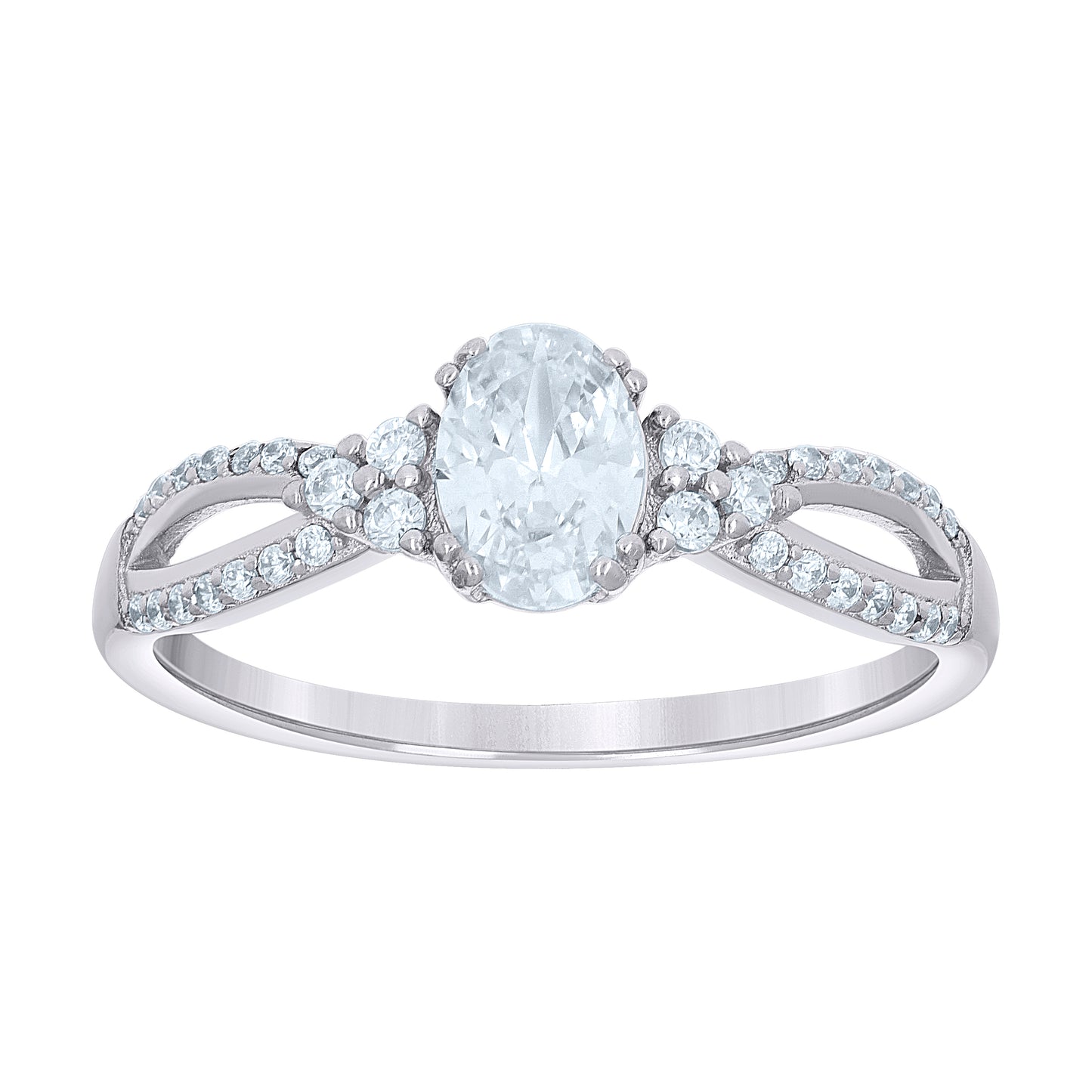 Sterling Silver Womens Oval Round Cubic-Zirconia Fashion Bridal Anniversary Engagement Wedding Ring