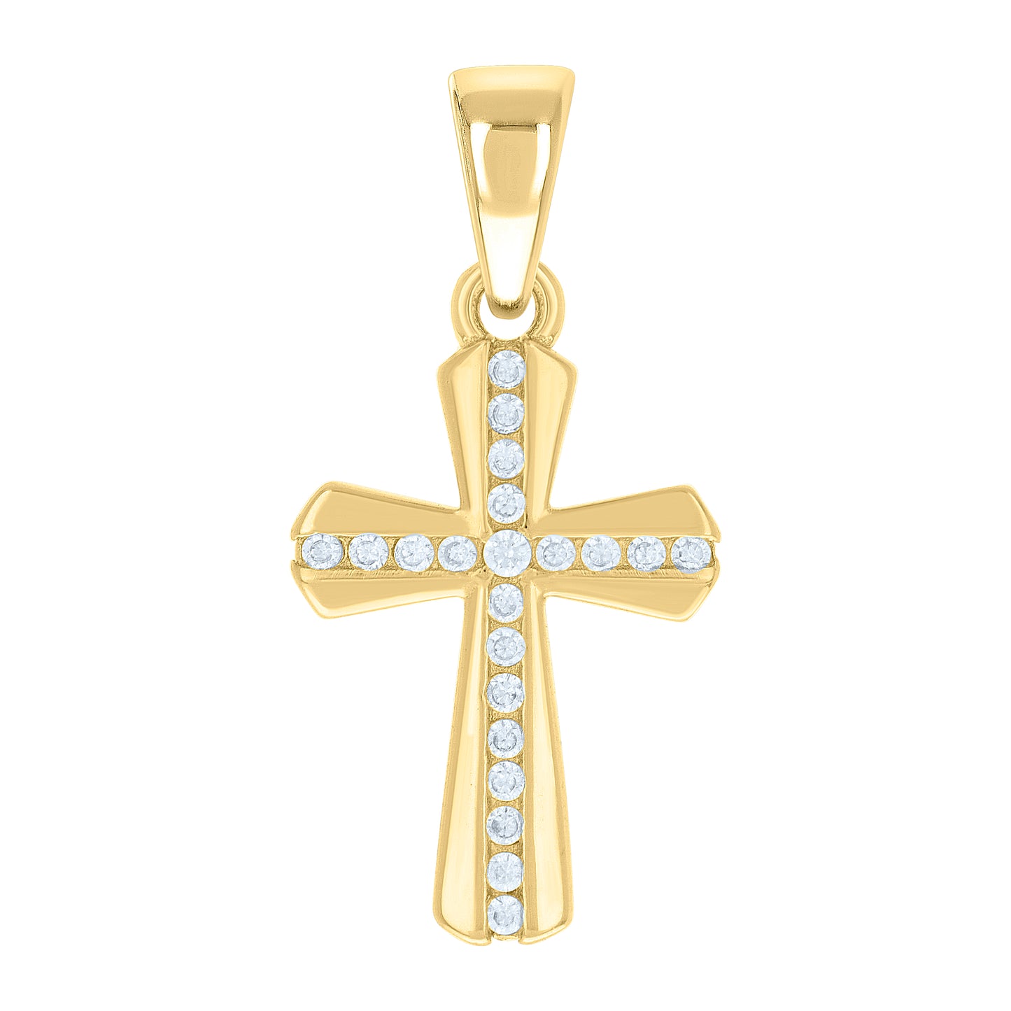 Sterling Silver Unisex Round Cubic-Zirconia Cross Religious Charm Pendant