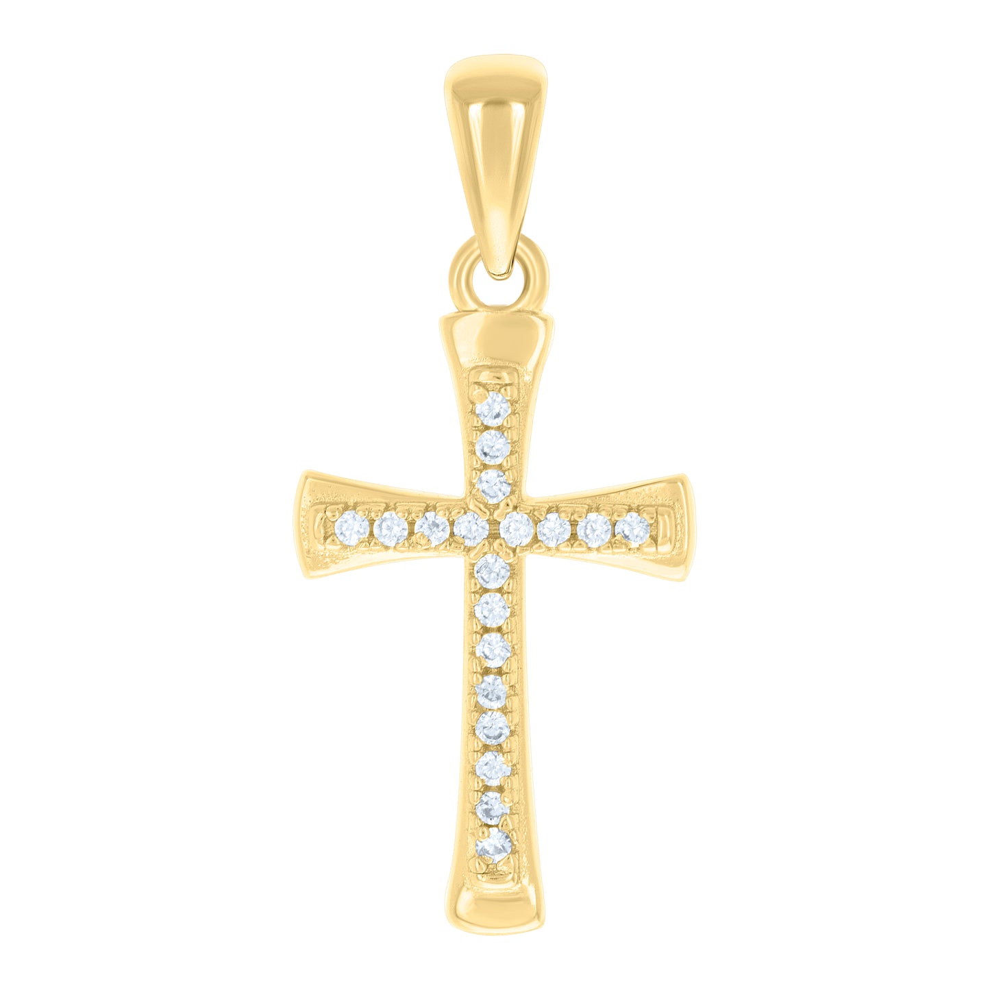 Sterling Silver Unisex Round Cubic-Zirconia Cross Religious Charm Pendant