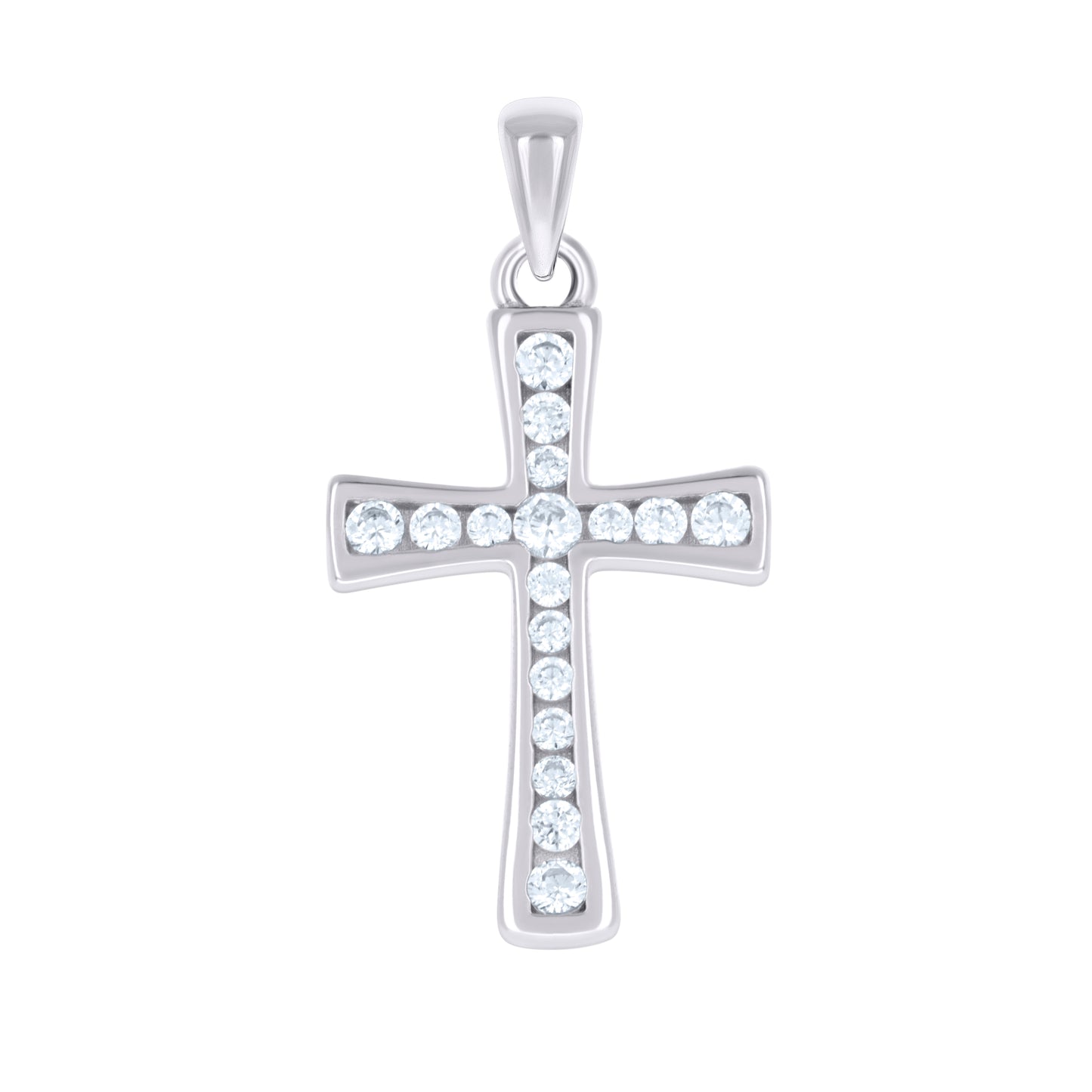 Sterling Silver Unisex Cubic-Zirconia Cross Religious Charm Pendant