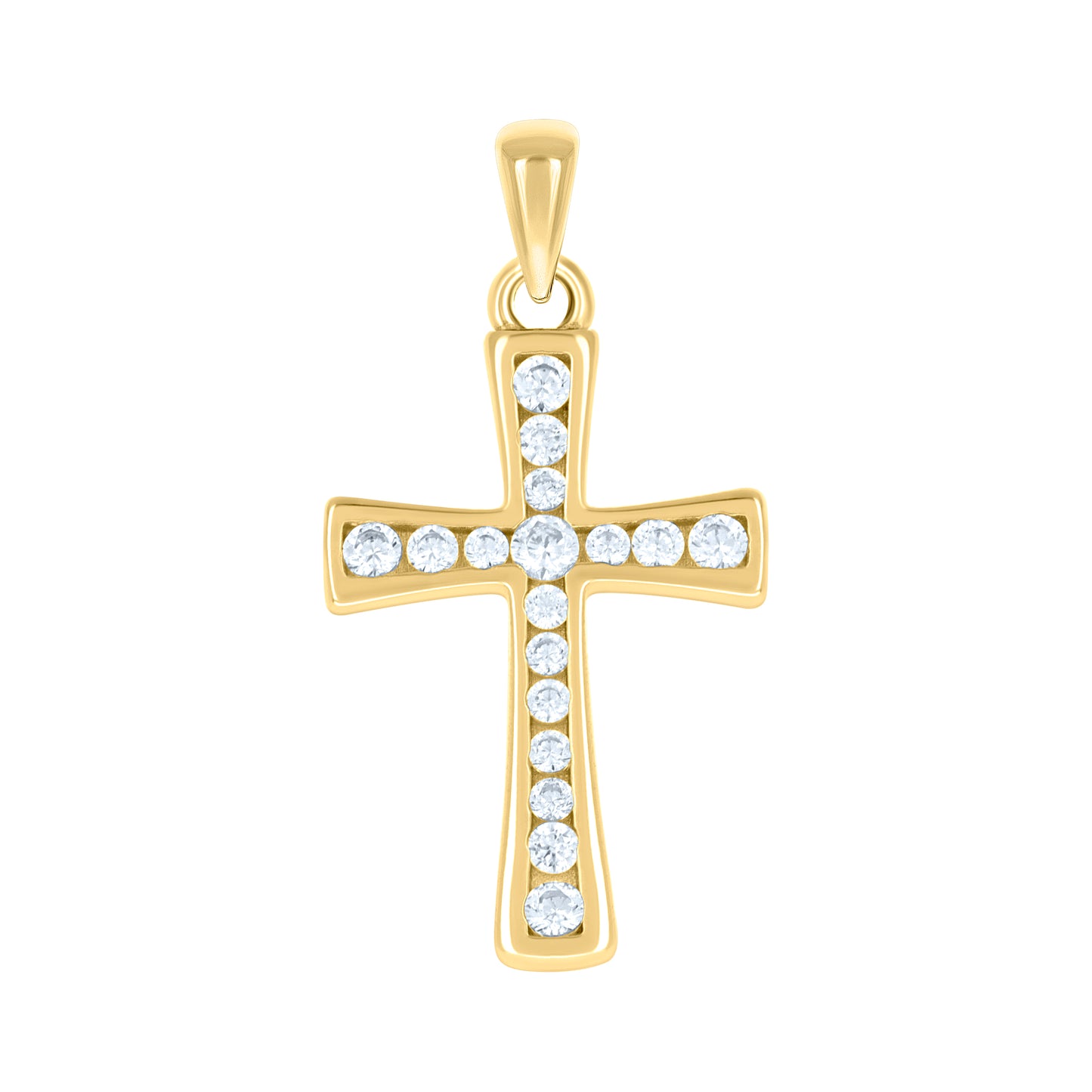 Sterling Silver Unisex Cubic-Zirconia Cross Religious Charm Pendant