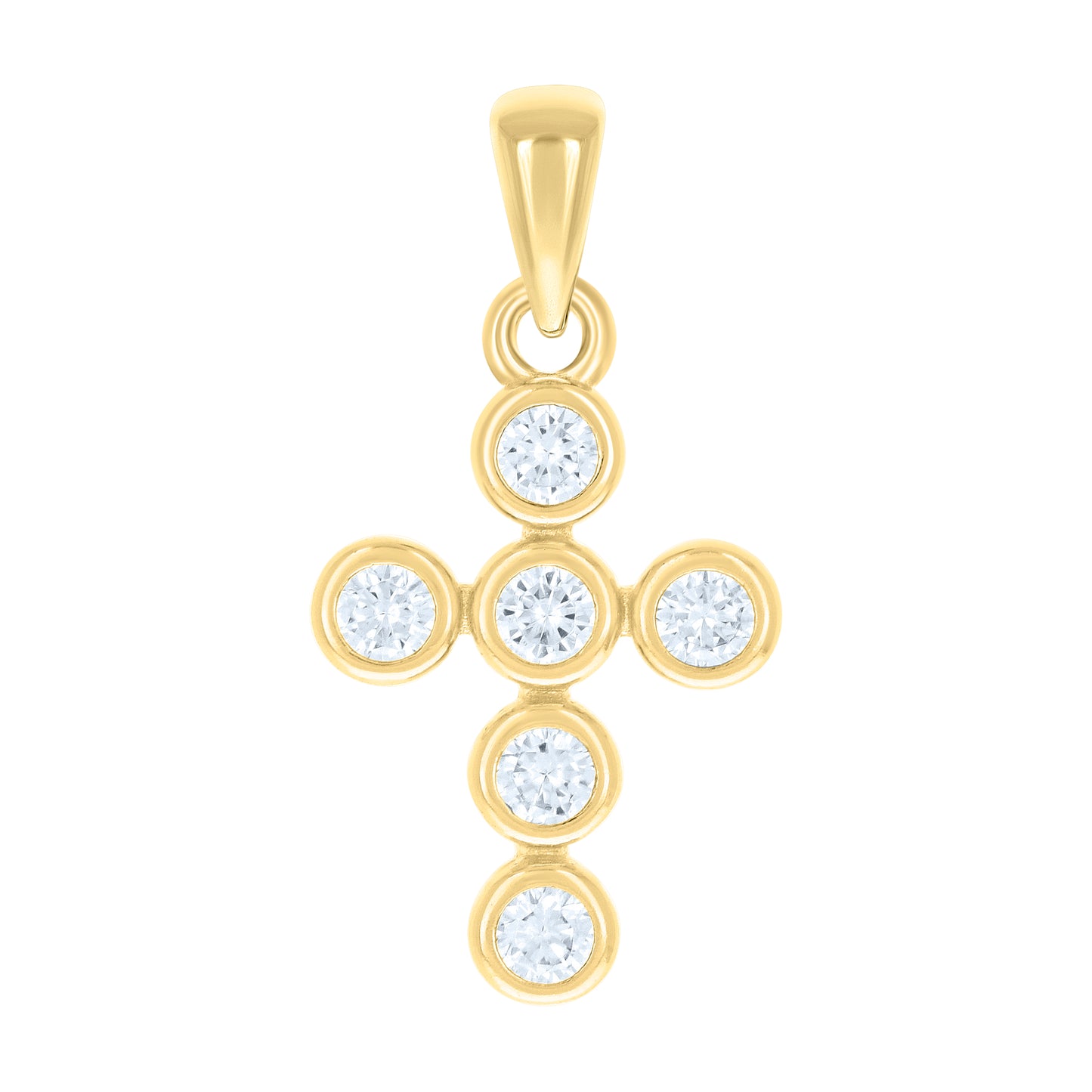 Sterling Silver Unisex Round Cubic-Zirconia Cross Religious Charm Pendant