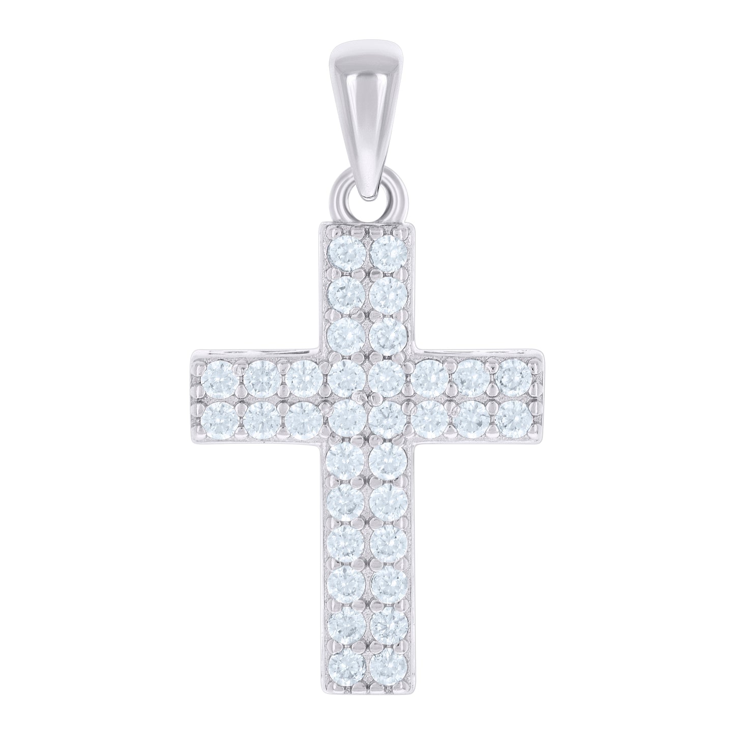 Sterling Silver Unisex Cubic-Zirconia Cross Religious Charm Pendant