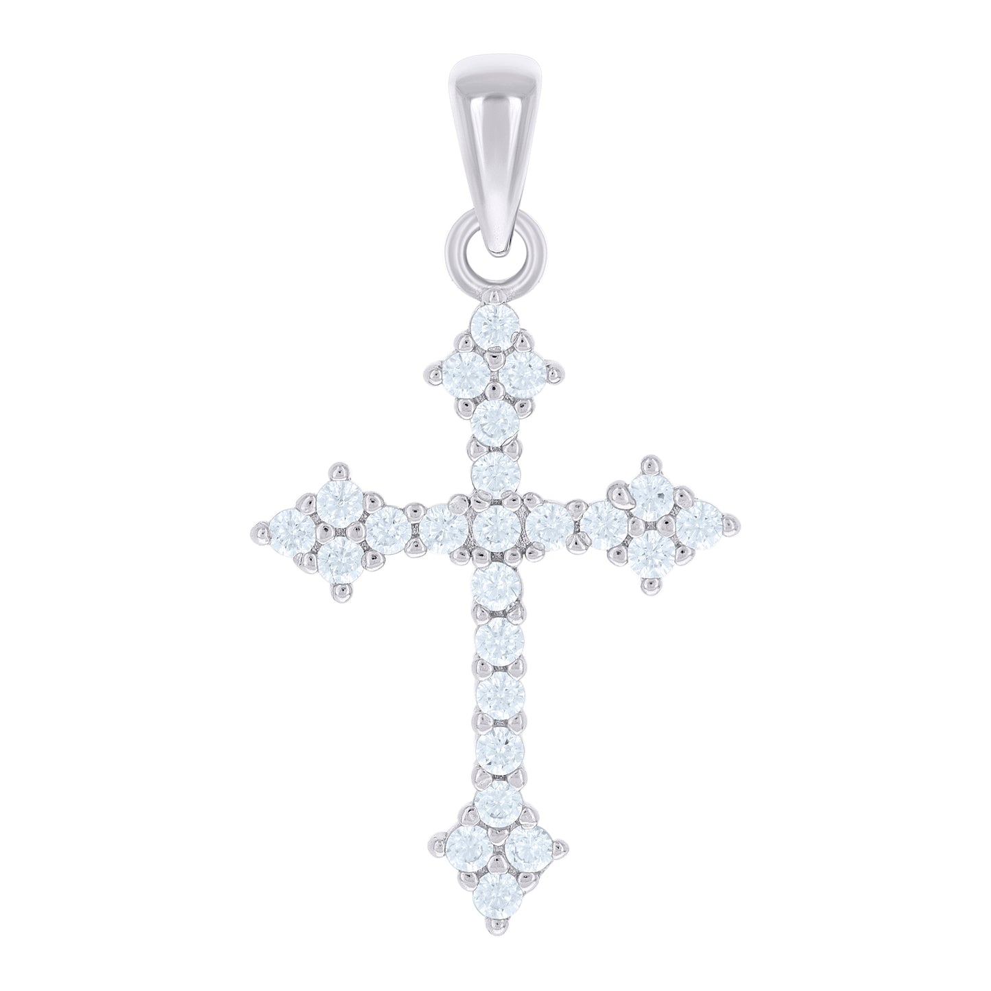 Sterling Silver Unisex Cubic-Zirconia Cross Religious Charm Pendant