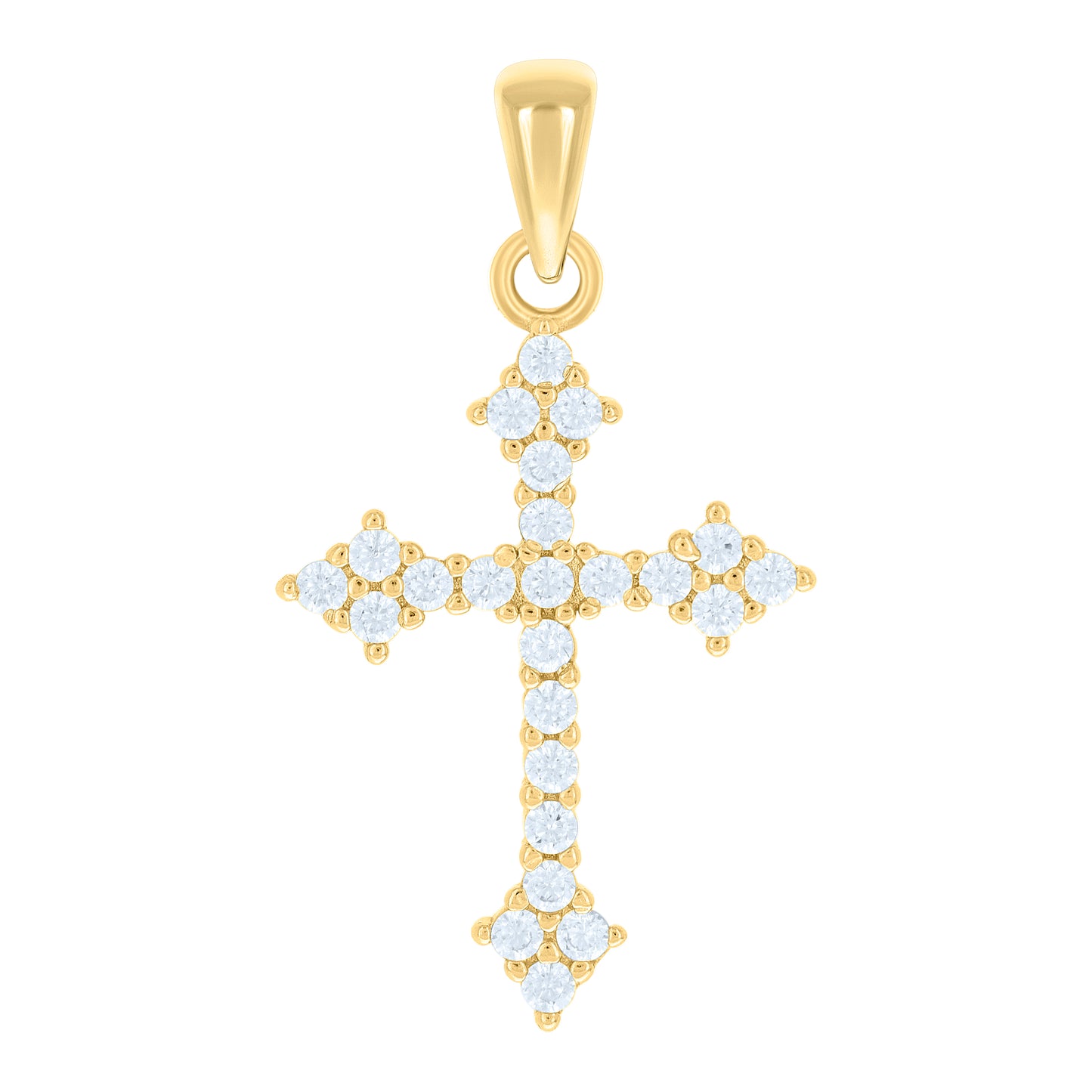 Sterling Silver Unisex Cubic-Zirconia Cross Religious Charm Pendant