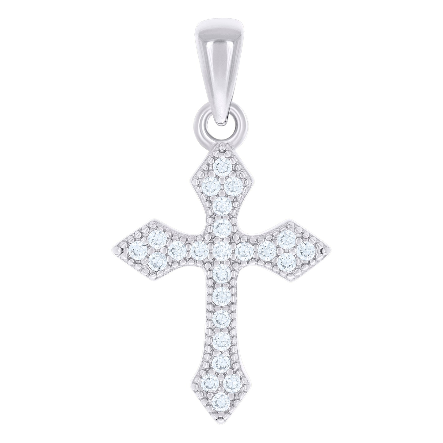 Sterling Silver Unisex Cubic-Zirconia Cross Religious Charm Pendant