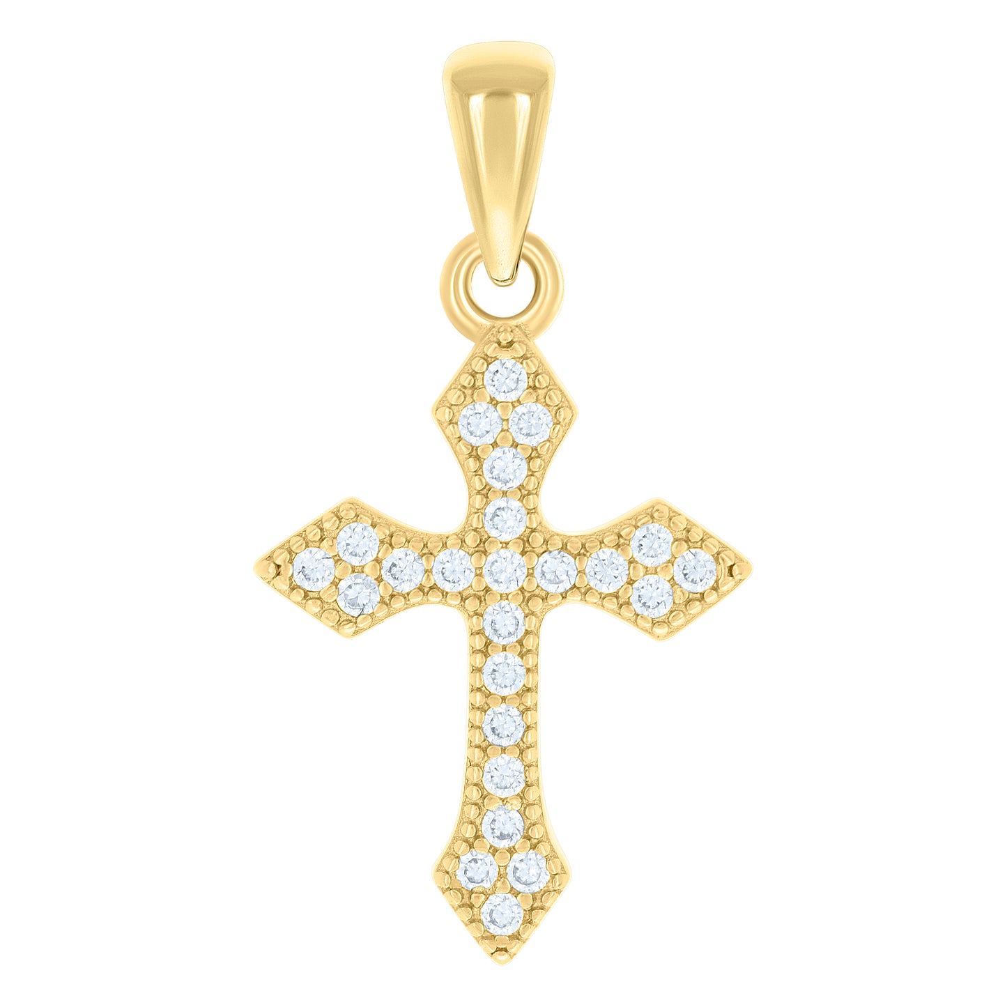 Sterling Silver Unisex Cubic-Zirconia Cross Religious Charm Pendant