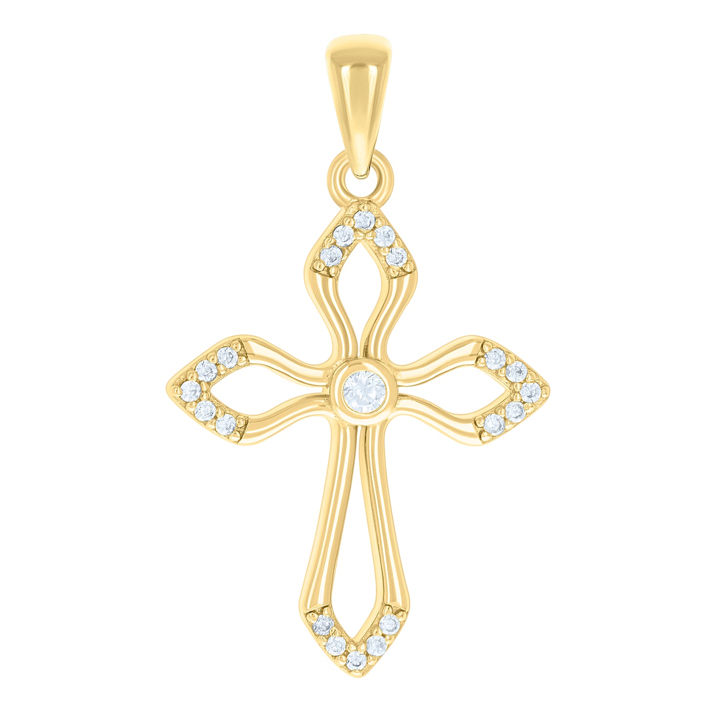Sterling Silver Unisex Cubic-Zirconia Cross Religious Charm Pendant